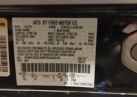 2023 Ford Bronco Sport Outer Banks from USA, damaged, VIN 3FMCR9C69PRD49235